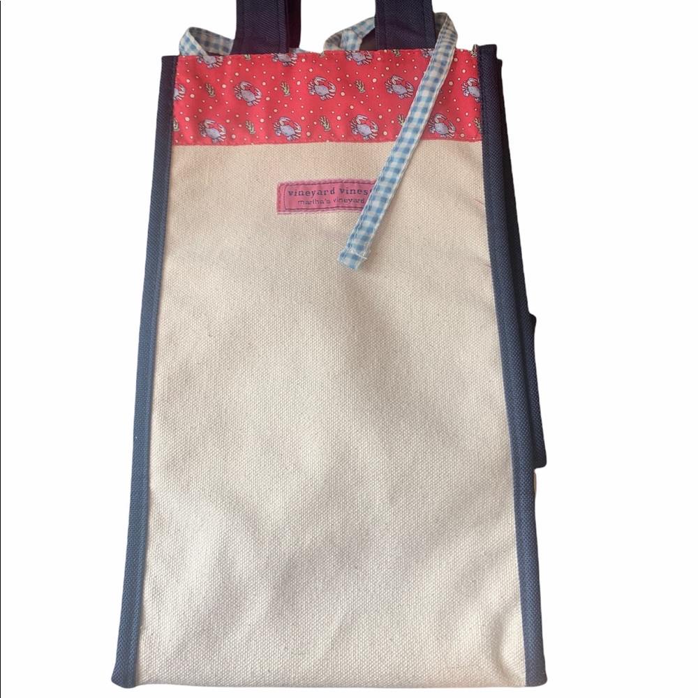Vineyard Vines Red and Cream Wine Tote